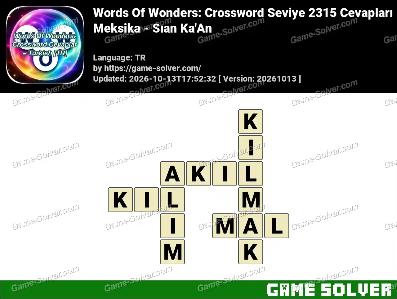 Words Of Wonders: Crossword Seviye 2315 Cevapları – Meksika – Sıan Ka’An